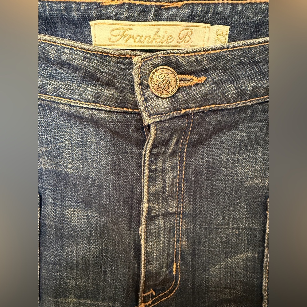 Frankie B. Boot Cut Blue Denim Jeans Patch Pockets in Front - Made In USA - 32 - Picture 5 of 16